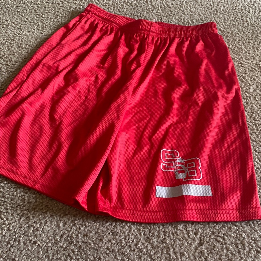 Red gym shorts